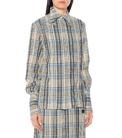 Shop Victoria Beckham Checked Virgin Wool Shirt In Multicoloured