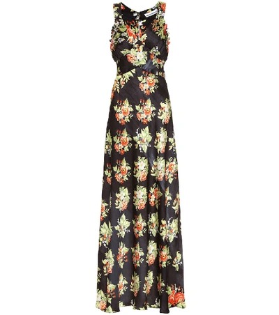 Shop Paco Rabanne Floral Satin Maxi Dress In Multicoloured