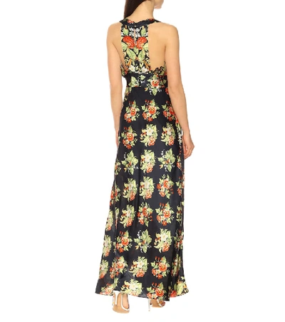 Shop Paco Rabanne Floral Satin Maxi Dress In Multicoloured