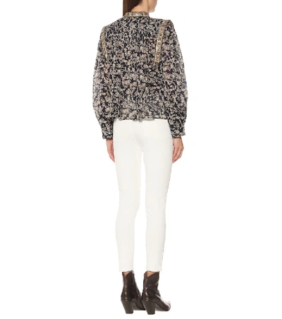 Shop Isabel Marant Étoile Vega Floral Cotton Blouse In Blue