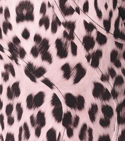 Shop Roberto Cavalli Leopard-print Denim Minidress In Pink
