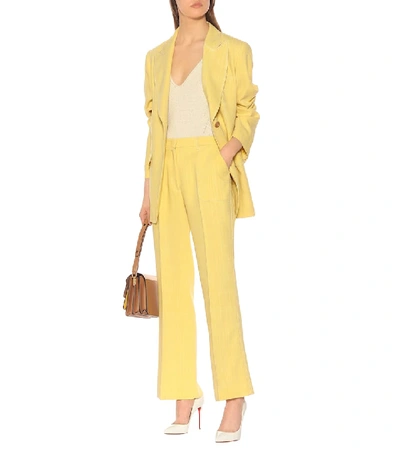 Shop Etro High-rise Flared Pants In Yellow