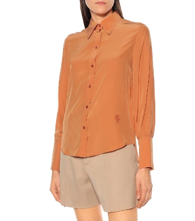 Shop Chloé Silk Shirt In Orange