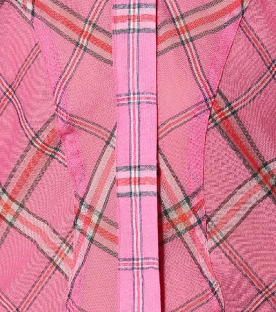 Shop Victoria Victoria Beckham Checked Cotton And Silk Shirt In Pink