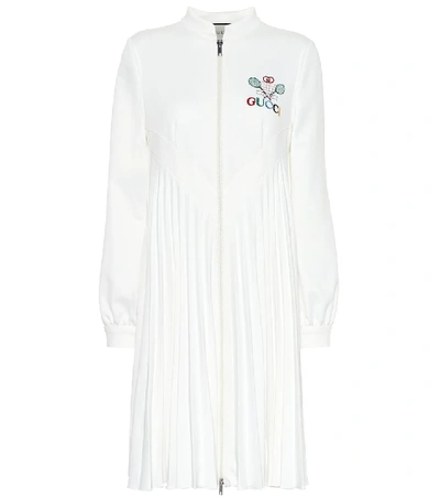 Shop Gucci Embroidered Technical Jersey Dress In White