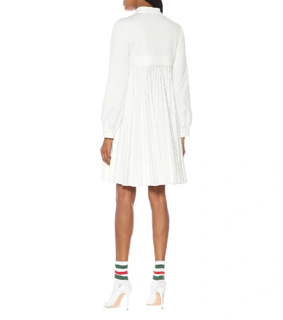 Shop Gucci Embroidered Technical Jersey Dress In White