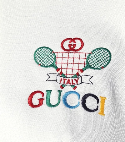 Shop Gucci Embroidered Technical Jersey Dress In White