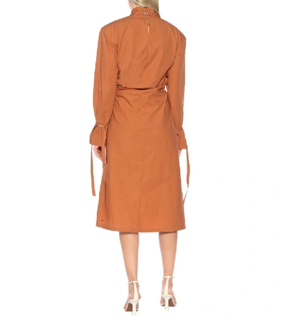 Shop Acne Studios Cotton-poplin Midi Dress In Orange
