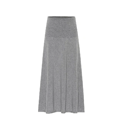 Shop Stella Mccartney Wool-blend Knit Midi Skirt In Grey