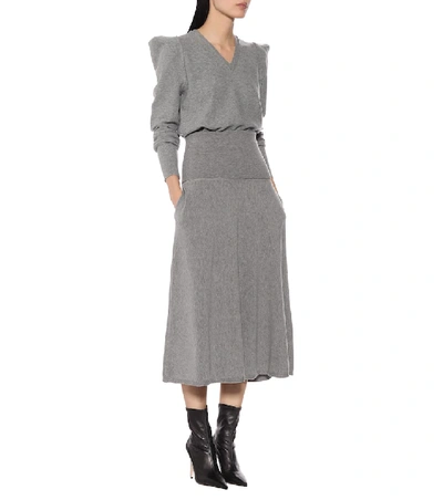 Shop Stella Mccartney Wool-blend Knit Midi Skirt In Grey