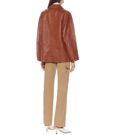 Shop Kassl Editions Leather Jacket In Brown