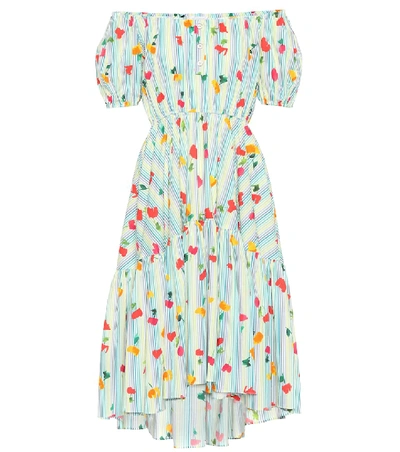 Shop Caroline Constas Striped Stretch Cotton Dress In Multicoloured