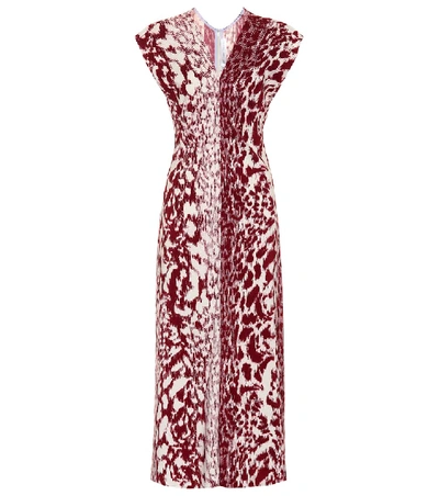 Shop Victoria Beckham Printed Cady Midi Dress In Red