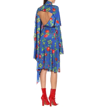 Shop Vetements Floral Stretch-jersey Dress In Blue