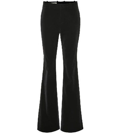 Shop Gucci Velvet Flared Pants In Black