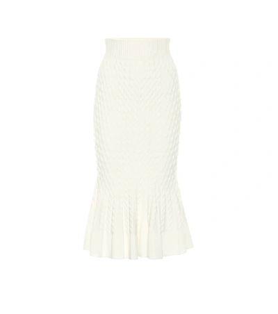 Shop Alexander Mcqueen Wool-blend Pencil Skirt In White