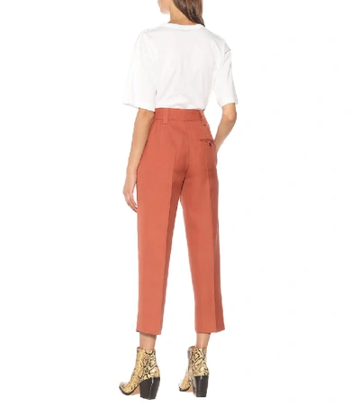 Shop Acne Studios Wool-blend Cropped Pants In Red