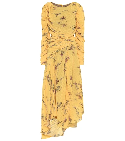Shop Preen By Thornton Bregazzi Sandra Pleated Georgette Dress In Yellow