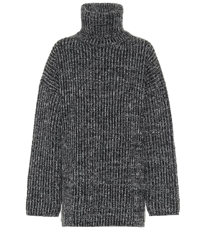 Shop Acne Studios Ribbed-knit Wool Turtleneck Sweater In Grey