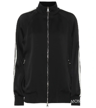 Shop Moncler Satin Track Jacket In Black