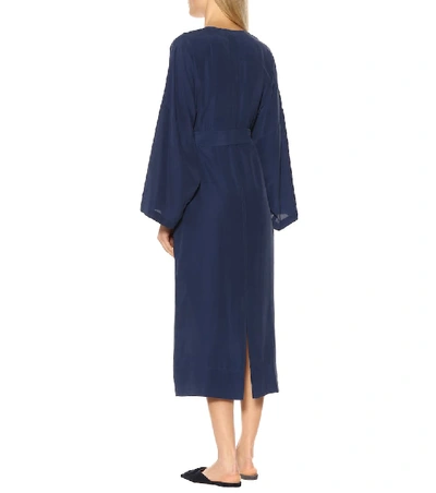 Shop Joseph Koda Silk Midi Dress In Blue