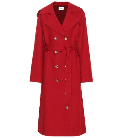 Shop Khaite Lauren Cotton Trench Coat In Red