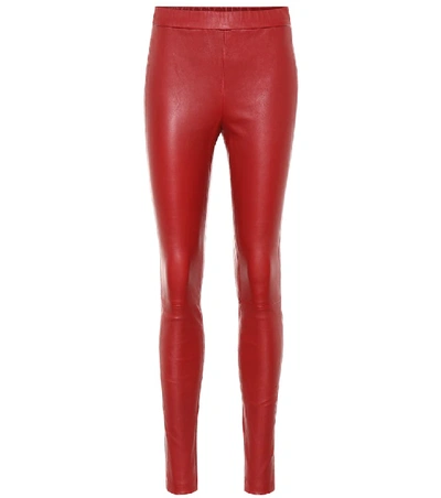 Shop Helmut Lang Skinny Leather Pants In Red