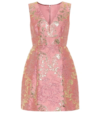 Shop Dolce & Gabbana Brocade Minidress In Pink