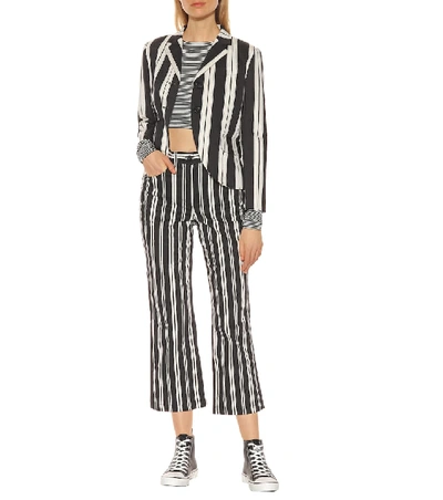 Shop Marc Jacobs Striped Jersey Cropped Top In Black