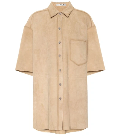 Shop Acne Studios Oversized Suede Shirt In Beige