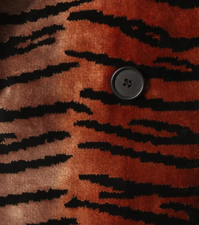 Shop Attico Tiger-print Velvet Coat In Brown
