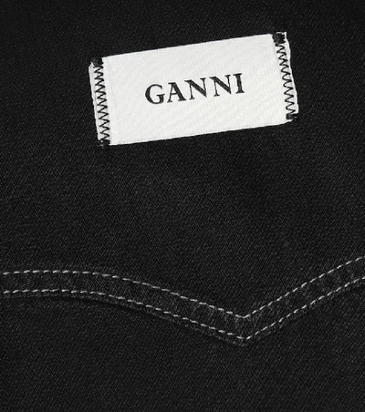 Shop Ganni Denim Shirt Dress In Black