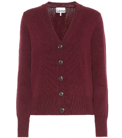 Shop Ganni Wool-blend Cardigan In Red