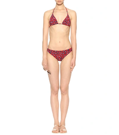 Shop Stella Mccartney Leopard-print Bikini Bottoms In Red
