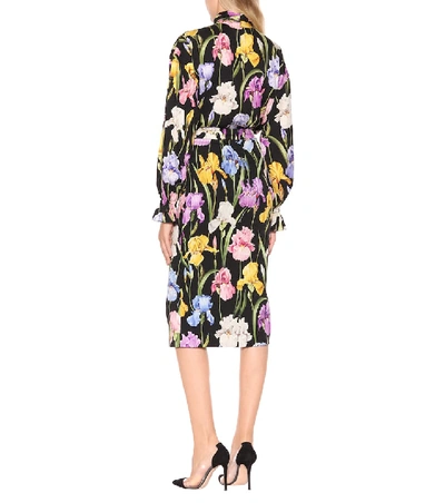 Shop Dolce & Gabbana Floral-printed Silk Midi Skirt In Multicoloured