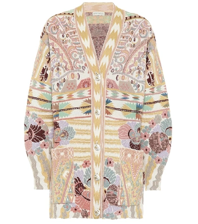Shop Etro Wool-blend Jacquard Cardigan In Multicoloured