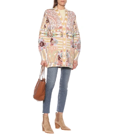 Shop Etro Wool-blend Jacquard Cardigan In Multicoloured