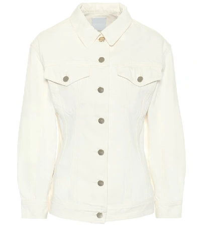 Shop Goldsign Waisted Denim Jacket In White