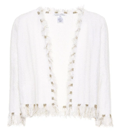 Shop Oscar De La Renta Cotton And Wool-blend Tweed Jacket In White