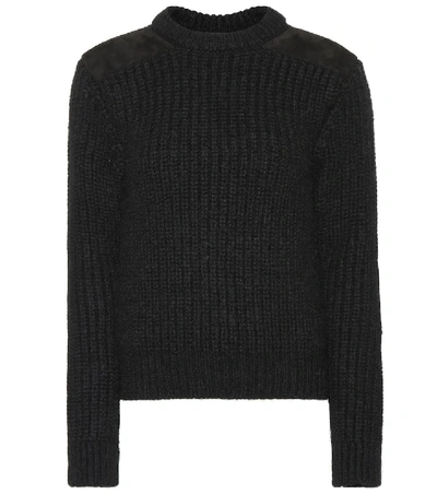 Shop Saint Laurent Stretch Wool-blend Sweater In Black