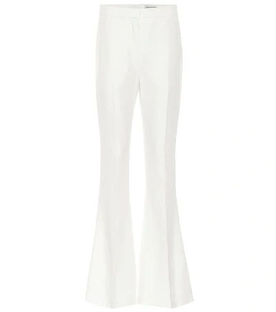 Shop Alexander Mcqueen Mid-rise Flared Crêpe Pants In White