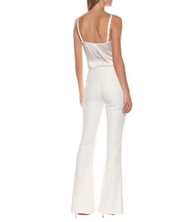 Shop Alexander Mcqueen Mid-rise Flared Crêpe Pants In White