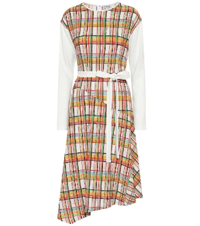 Shop Loewe Checked Wool Midi Dress In Multicoloured