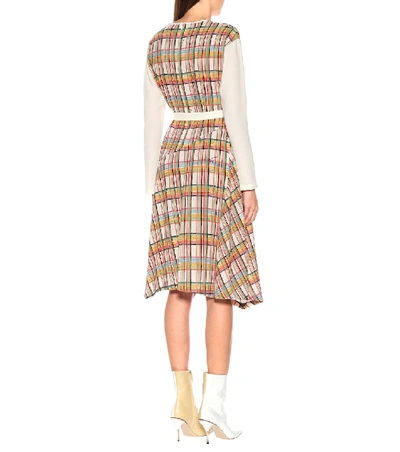 Shop Loewe Checked Wool Midi Dress In Multicoloured