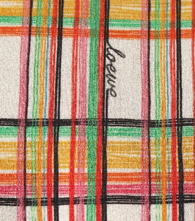 Shop Loewe Checked Wool Midi Dress In Multicoloured