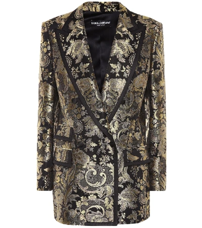 Shop Dolce & Gabbana Metallic Silk-blend Jacquard Blazer