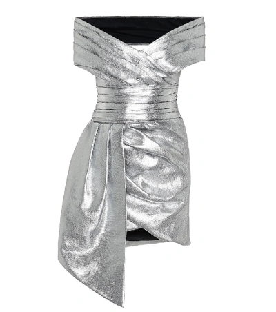 Shop Alexandre Vauthier Metallic Off-shoulder Minidress In Silver