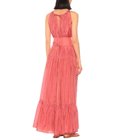 Shop Kalita Genevieve Silk Maxi Dress In Pink