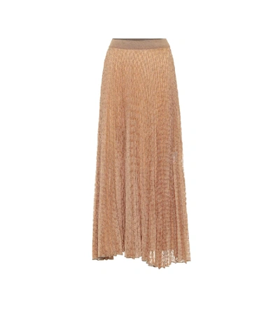 Shop Missoni Knit Midi Skirt In Gold