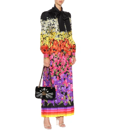 Shop Gucci Floral Silk Maxi Dress In Multicoloured